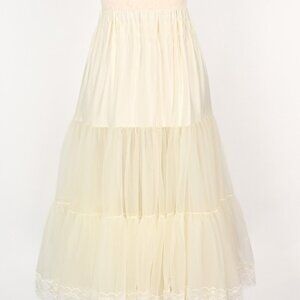 Nylon Ivory MALCO MODES Lace Hem Petticoat Crinoline - Large